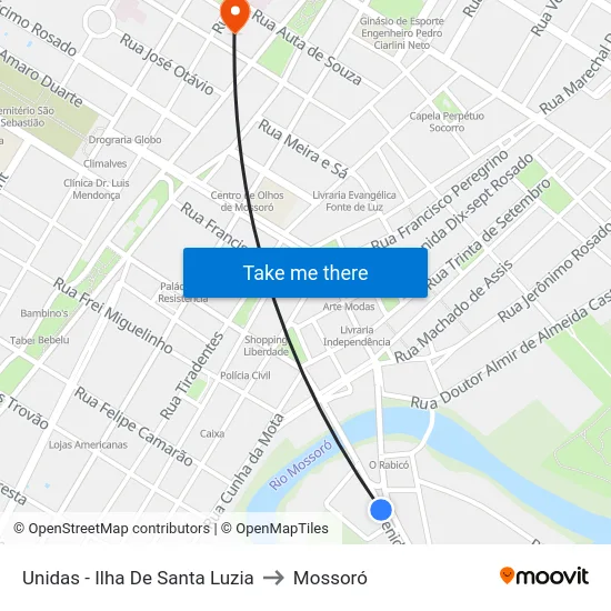 Unidas - Ilha De Santa Luzia to Mossoró map