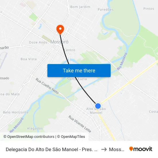 Delegacia Do Alto De São Manoel - Pres. Dutra to Mossoró map