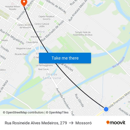 Rua Rosineide Alves Medeiros, 279 to Mossoró map