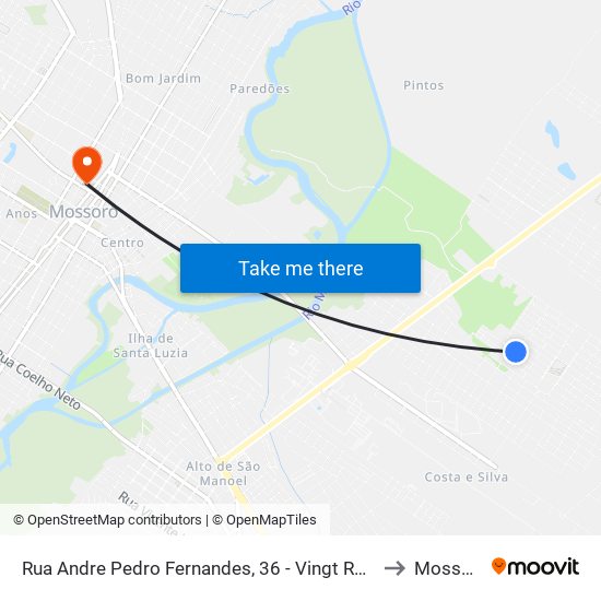 Rua Andre Pedro Fernandes, 36 - Vingt Rosado to Mossoró map