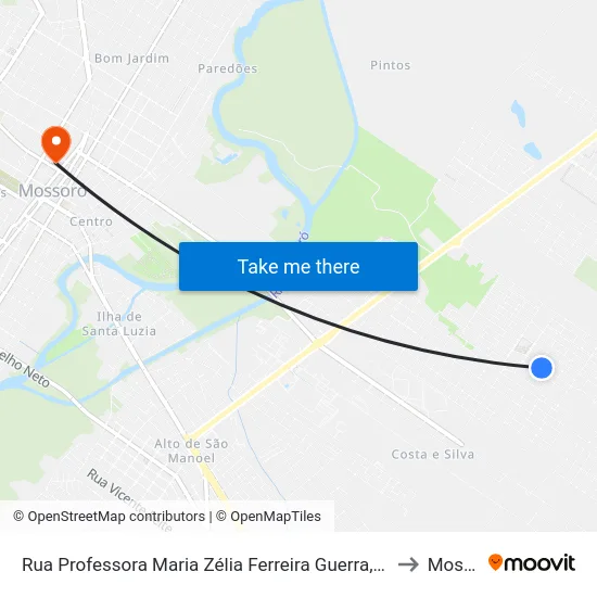 Rua Professora Maria Zélia Ferreira Guerra, 196 - Vingt Rosado to Mossoró map