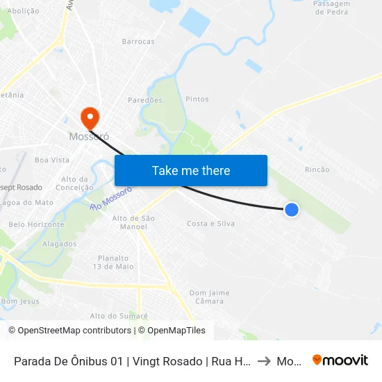 Parada De Ônibus 01 | Vingt Rosado | Rua Hamilton Freire De Andrade to Mossoró map