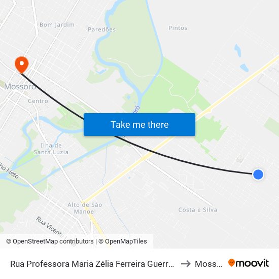 Rua Professora Maria Zélia Ferreira Guerra, 349-475 to Mossoró map