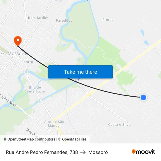 Rua Andre Pedro Fernandes, 738 to Mossoró map
