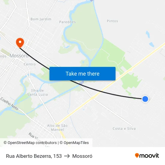 Rua Alberto Bezerra, 153 to Mossoró map