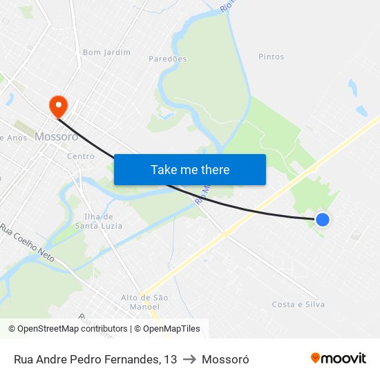 Rua Andre Pedro Fernandes, 13 to Mossoró map