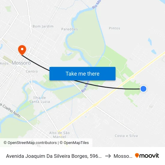 Avenida Joaquim Da Silveira Borges, 596-656 to Mossoró map