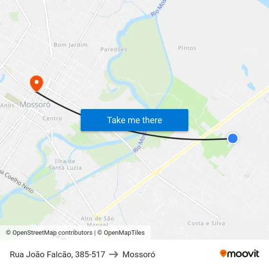 Rua João Falcão, 385-517 to Mossoró map