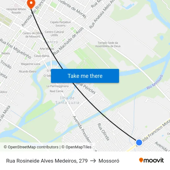 Rua Rosineide Alves Medeiros, 279 to Mossoró map