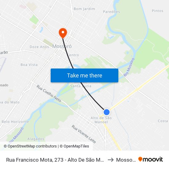 Rua Francisco Mota, 273 - Alto De São Manoel to Mossoró map