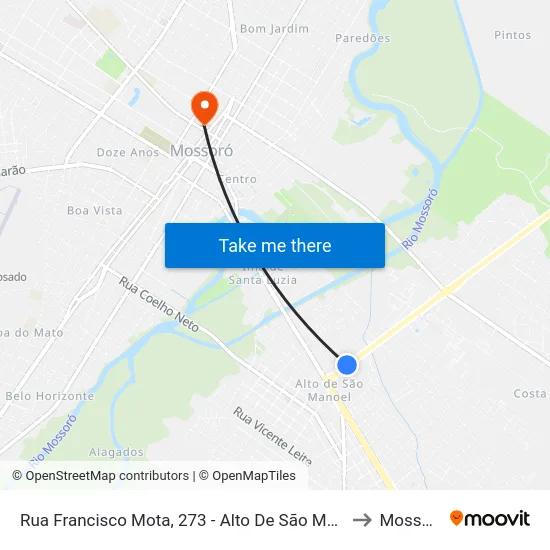 Rua Francisco Mota, 273 - Alto De São Manoel to Mossoró map