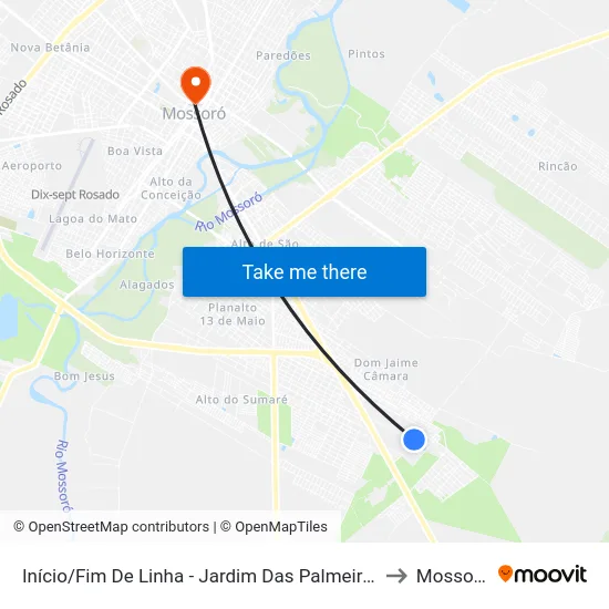 Início/Fim De Linha - Jardim Das Palmeiras to Mossoró map