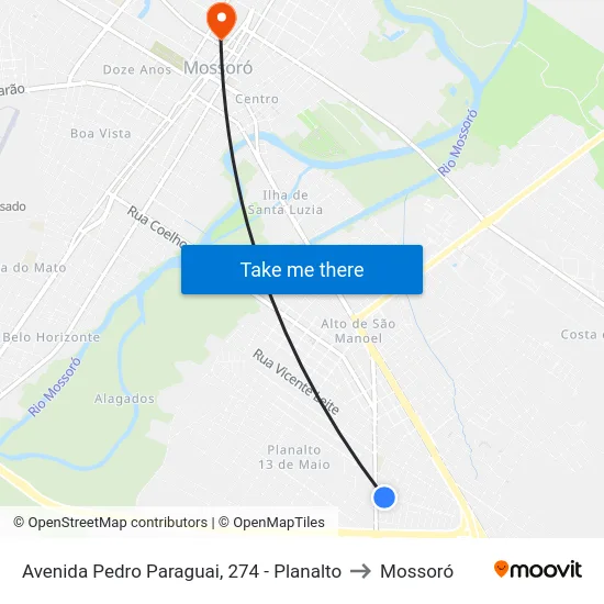 Avenida Pedro Paraguai, 274 - Planalto to Mossoró map