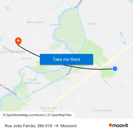 Rua João Falcão, 386-518 to Mossoró map