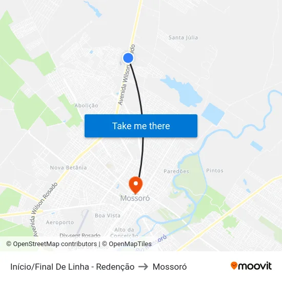 Início/Final De Linha - Redenção to Mossoró map