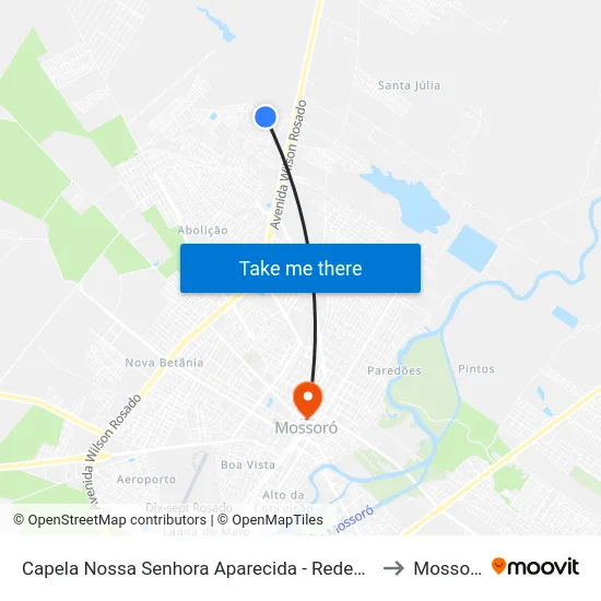 Capela Nossa Senhora Aparecida - Redenção to Mossoró map