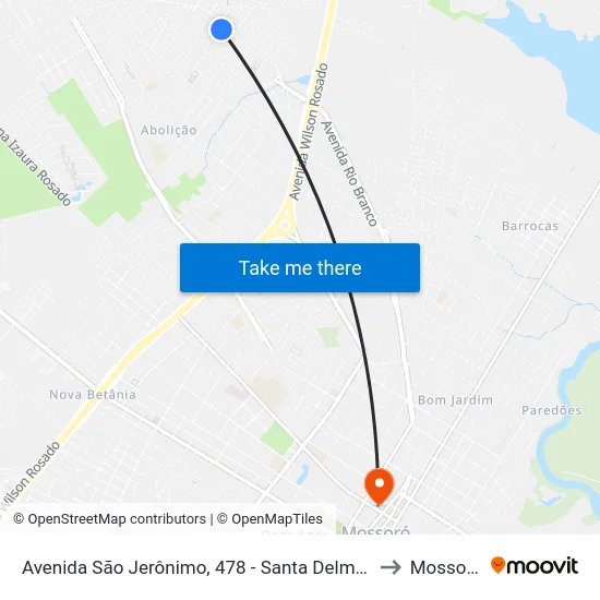 Avenida São Jerônimo, 478 - Santa Delmira to Mossoró map
