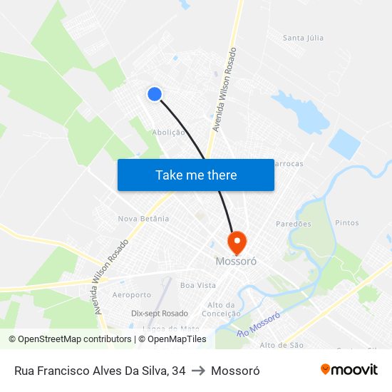 Rua Francisco Alves Da Silva, 34 to Mossoró map