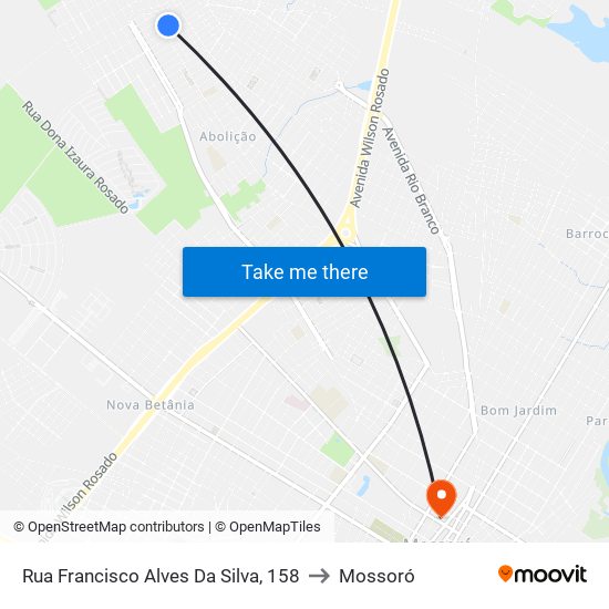 Rua Francisco Alves Da Silva, 158 to Mossoró map