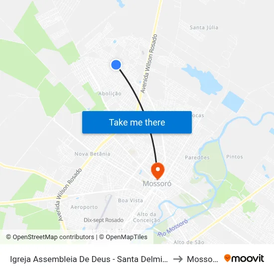 Igreja Assembleia De Deus - Santa Delmira to Mossoró map