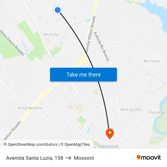 Avenida Santa Luzia, 158 to Mossoró map