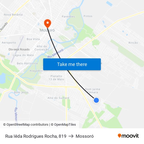 Rua Iêda Rodrigues Rocha, 819 to Mossoró map
