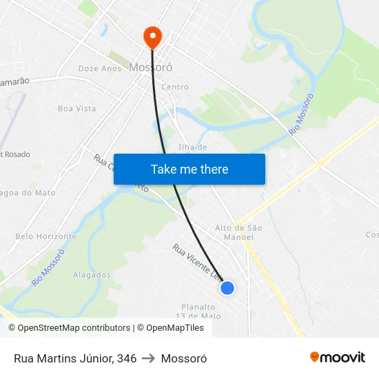Rua Martins Júnior, 346 to Mossoró map