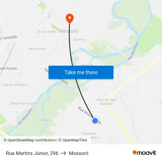 Rua Martins Júnior, 296 to Mossoró map