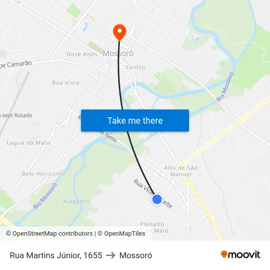 Rua Martins Júnior, 1655 to Mossoró map