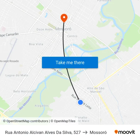 Rua Antonio Alcivan Alves Da Silva, 527 to Mossoró map