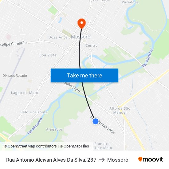 Rua Antonio Alcivan Alves Da Silva, 237 to Mossoró map