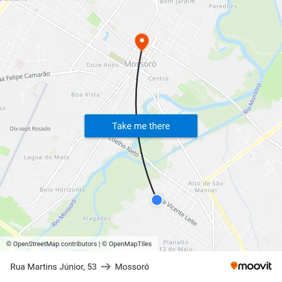 Rua Martins Júnior, 53 to Mossoró map