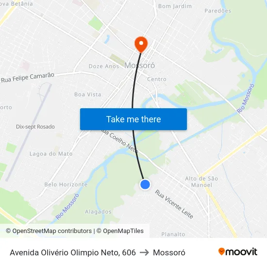 Avenida Olivério Olimpio Neto, 606 to Mossoró map