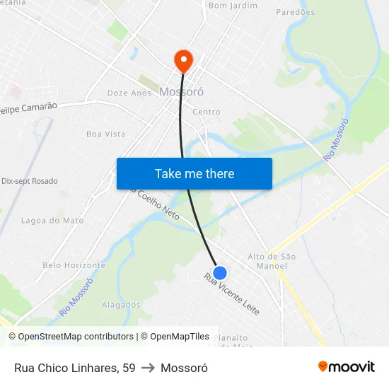 Rua Chico Linhares, 59 to Mossoró map