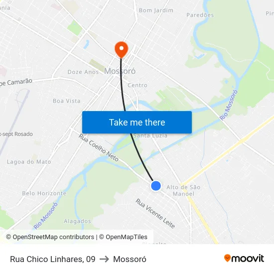 Rua Chico Linhares, 09 to Mossoró map