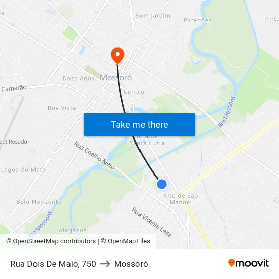 Rua Dois De Maio, 750 to Mossoró map