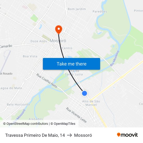 Travessa Primeiro De Maio, 14 to Mossoró map