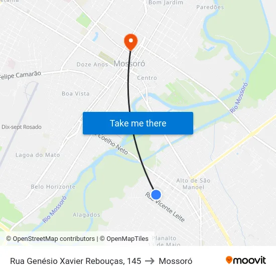 Rua Genésio Xavier Rebouças, 145 to Mossoró map