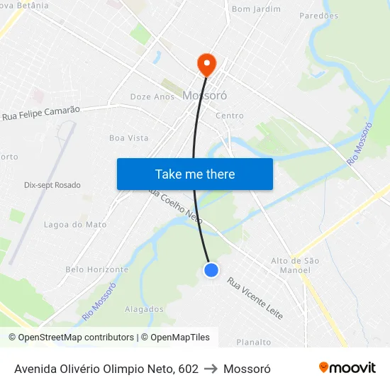 Avenida Olivério Olimpio Neto, 602 to Mossoró map
