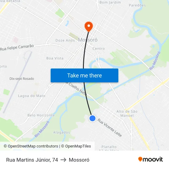 Rua Martins Júnior, 74 to Mossoró map
