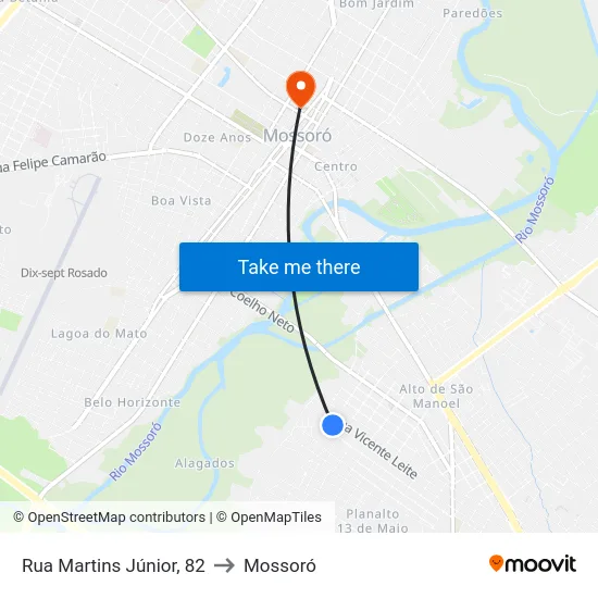 Rua Martins Júnior, 82 to Mossoró map