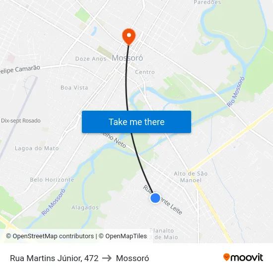 Rua Martins Júnior, 472 to Mossoró map
