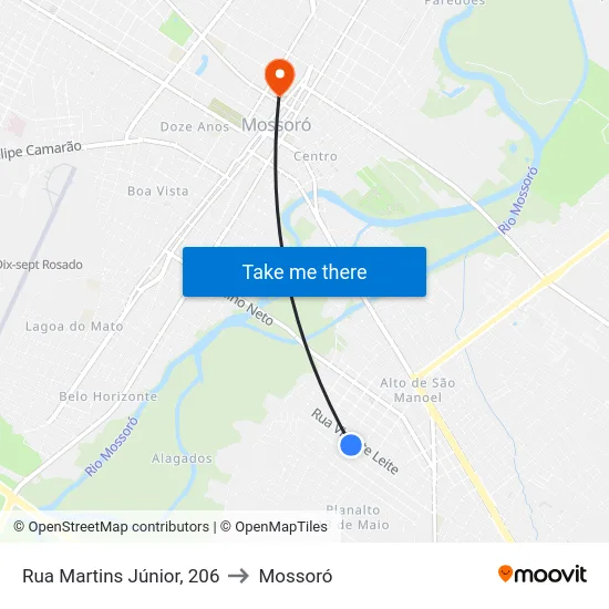 Rua Martins Júnior, 206 to Mossoró map