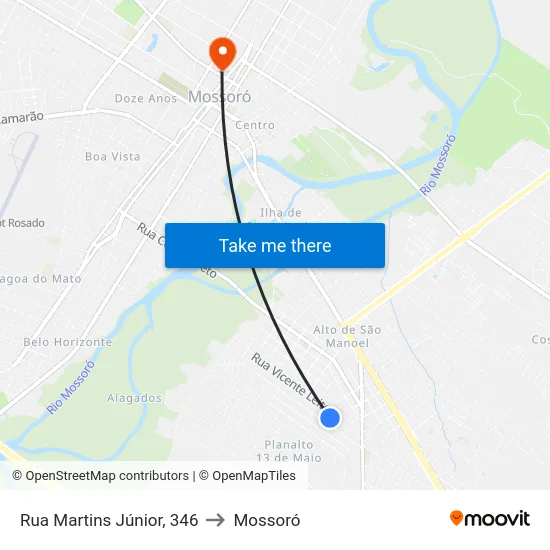 Rua Martins Júnior, 346 to Mossoró map