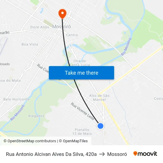 Rua Antonio Alcivan Alves Da Silva, 420a to Mossoró map