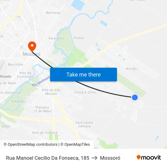 Rua Manoel Cecílio Da Fonseca, 185 to Mossoró map