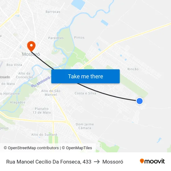 Rua Manoel Cecílio Da Fonseca, 433 to Mossoró map