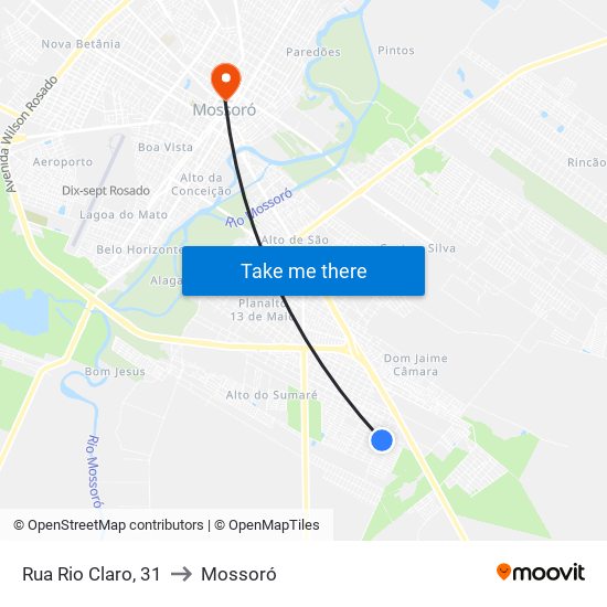 Rua Rio Claro, 31 to Mossoró map