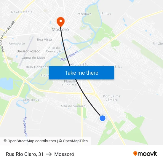 Rua Rio Claro, 31 to Mossoró map