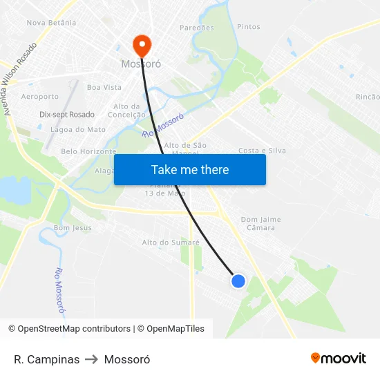 R. Campinas to Mossoró map